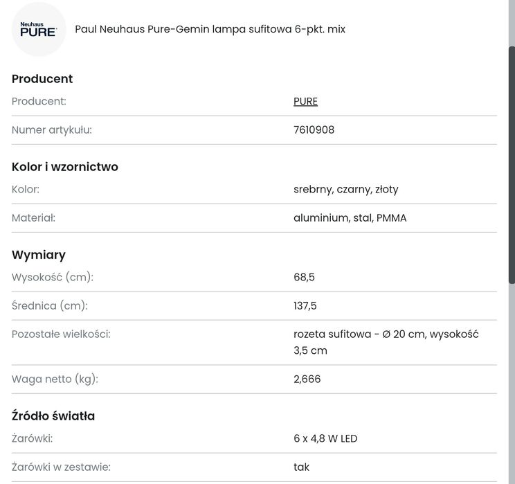 Lampa ledowa ze ściemniaczem nowa