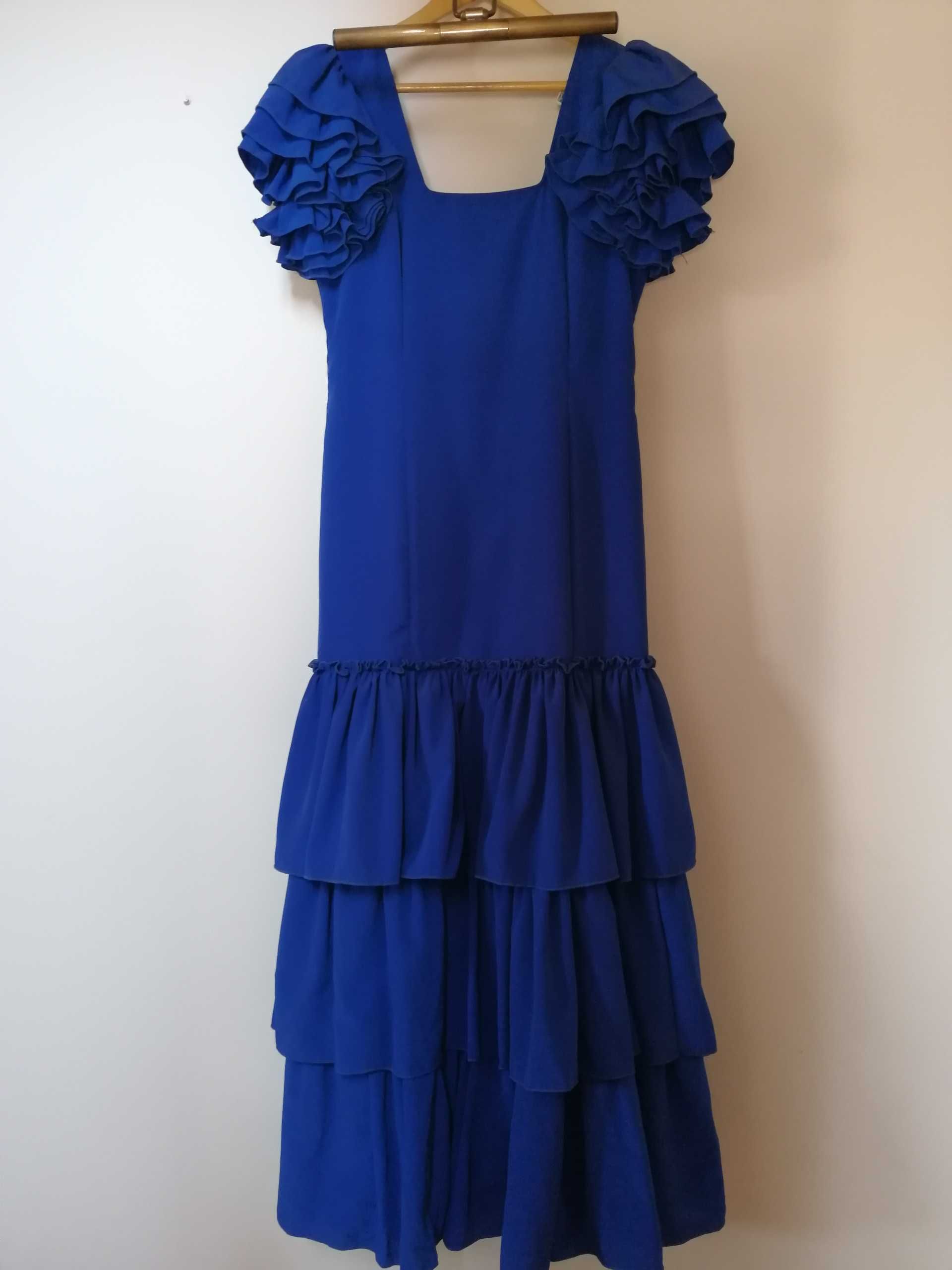 Vestido Sevilhana novo, nunca vestido, azul, 46