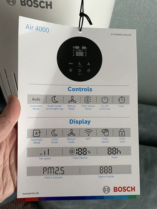 Очищувач повітря Bosch air 4000 для приміщення до 62,5 м2