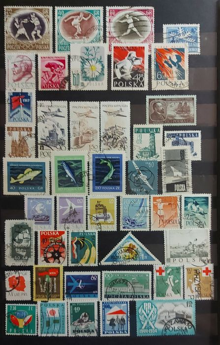 Stare znaczki polskie z lat 1950÷1959. 88 sztuk.Kasowane.
