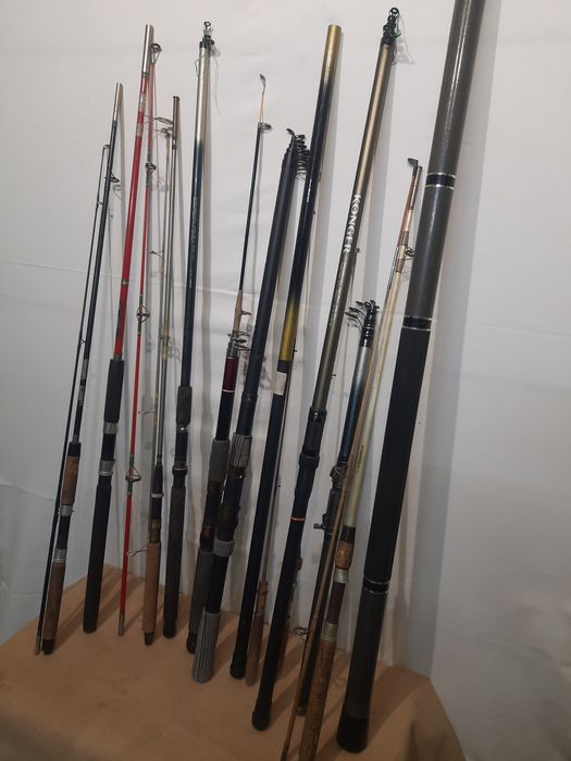 Zestaw 11 szt wędek + kołowrotki i inne