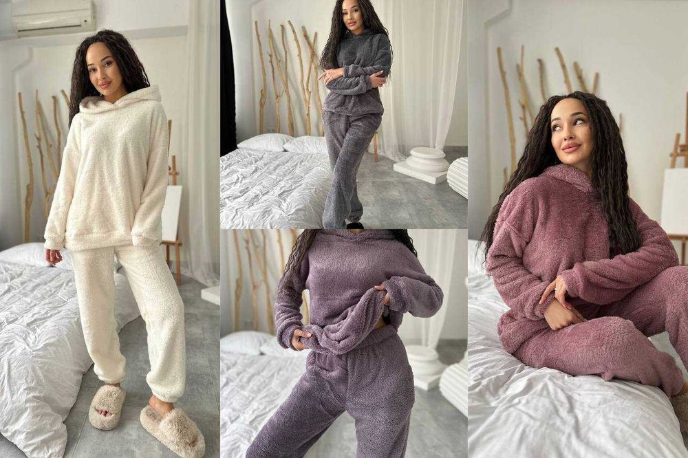 Жіночий махровий домашній костюм зимова махрова піжама зимняя пижама