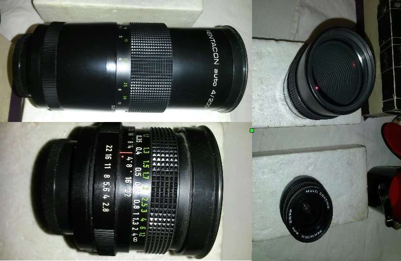 2 aparaty fotograficzne, lustrzanki Zenit z wyposażeniem