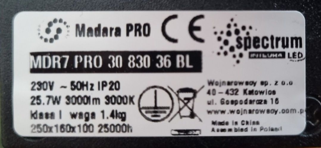 Lapma szynowa Led, oprawa LED 25,7 W 3000K 20 szt