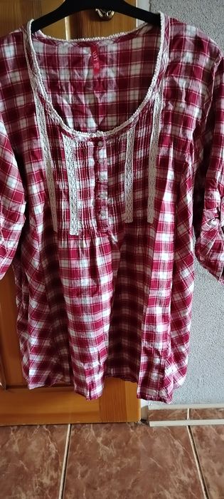 Ładna Duża Tunika w kratę bawełna 52
