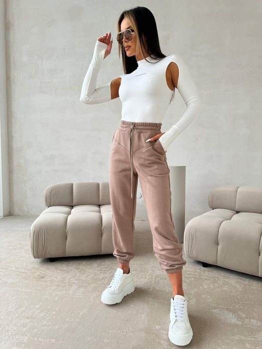 Spodnie damskie LaManuel Bussin XS S M L czarne biale beżowe