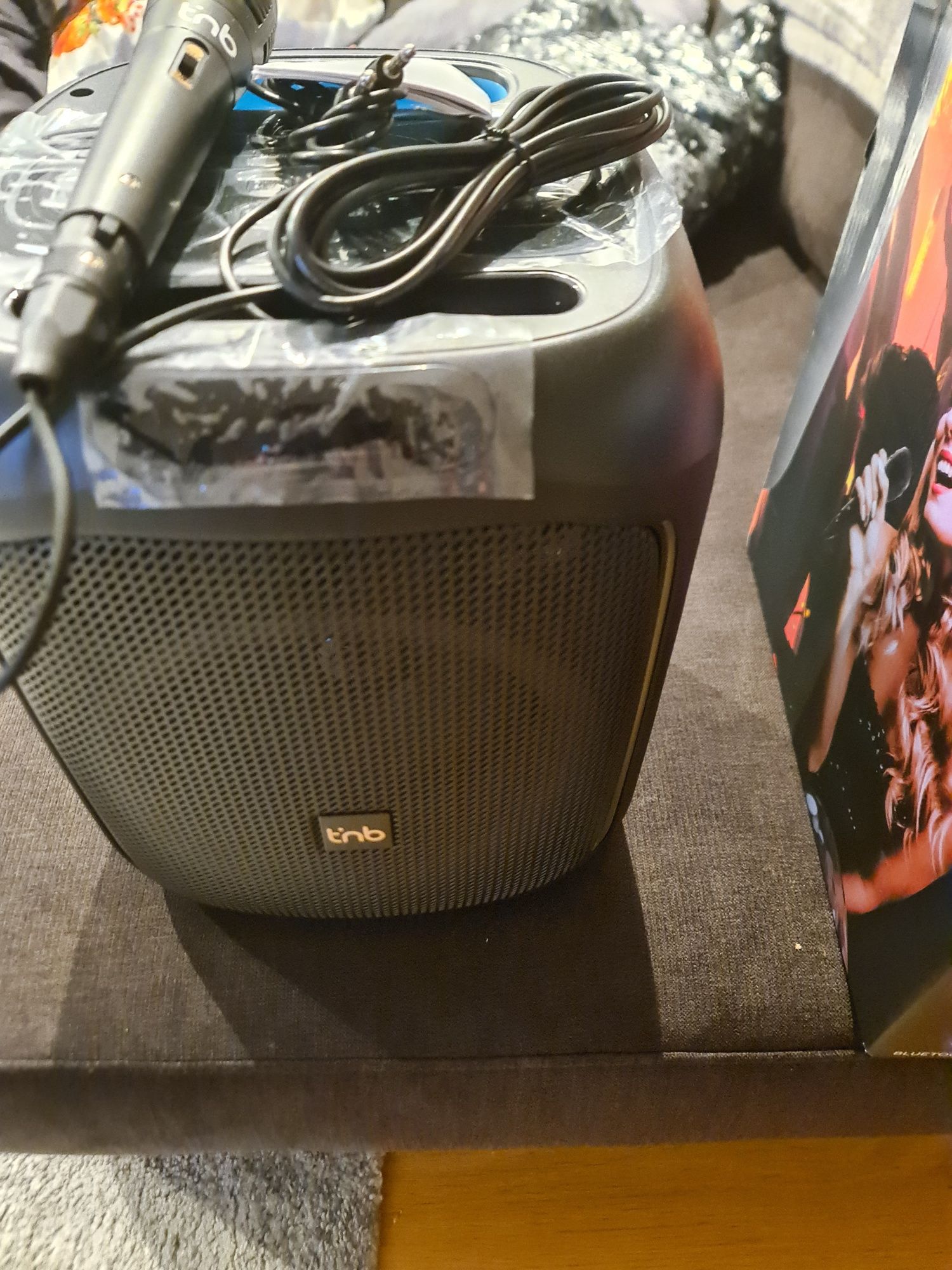 Coluna Bluetooth com microfone para karaoke 400w