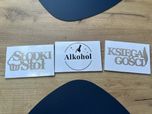 Napisy słodki stół alkohol i księga gości wesele
