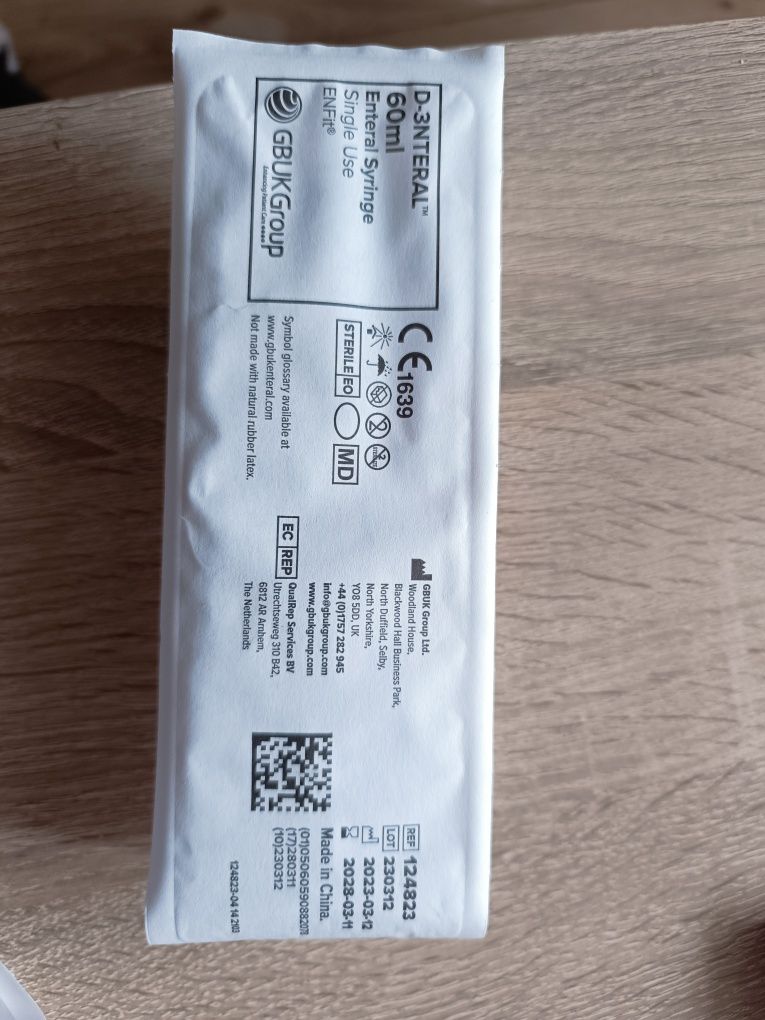 strzykawka D-3NTERAL™ o pojemności 60 ml,  żywienie enteralne