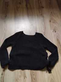 Czarny Damski Sweter z wiązaniem u dołu