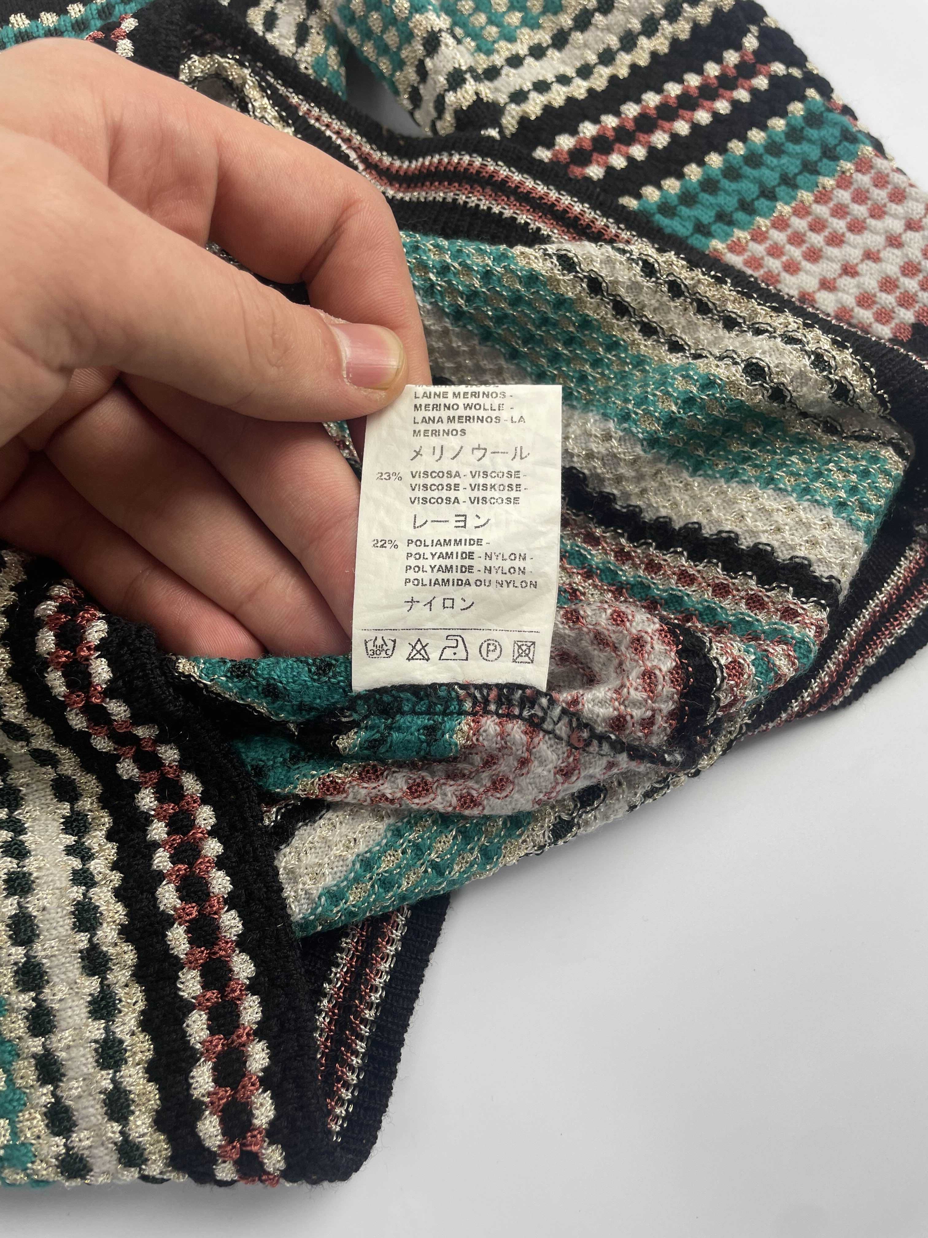 M missoni wielokolorowy damski sweter w serek wełniany