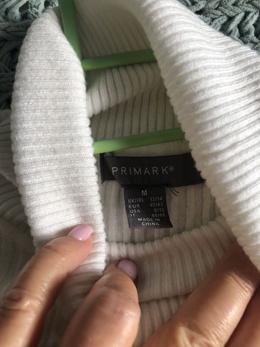 Bialy prazkowany golf primark w bdb stanie uniwersalny super sie preze