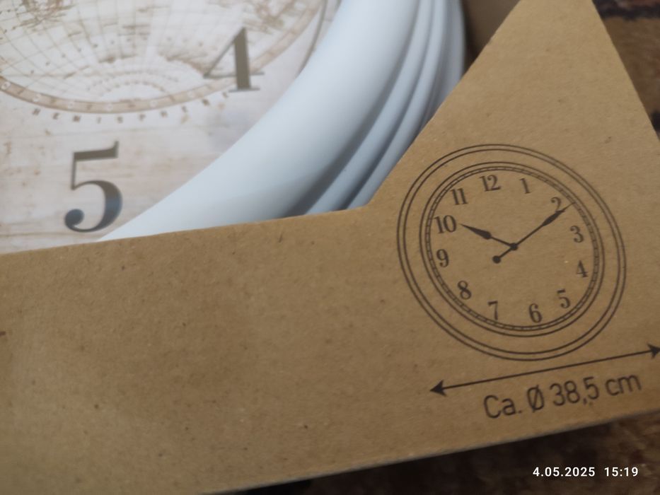 Nowy biały zegar ścienny Mapa świata 38 cm