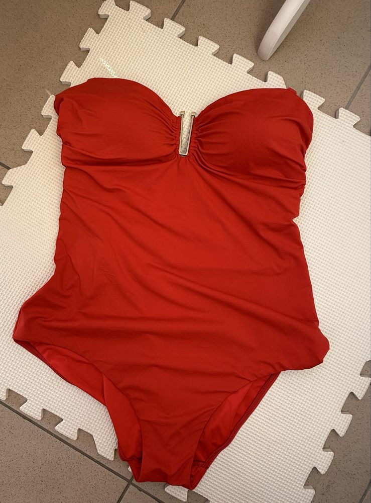NEXT Czerwony strój kąpielowy jednoczęściowy 46 minimalist chic