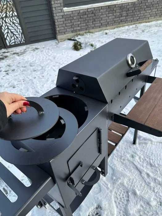 Мангал з пічкою 4 мм на колесах! Мангал для шашлику, плову та барбекю!