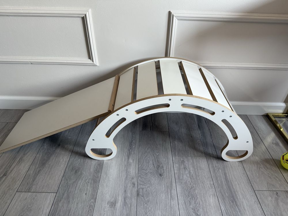 Bujak biały 100 cm + zjeżdżalnia wspinaczkowa + poduszka szara 100 cm