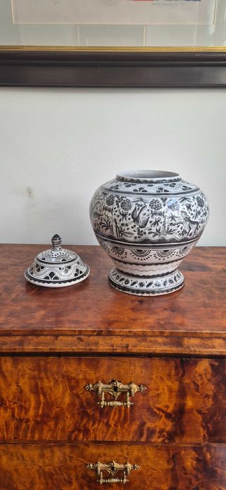 DUŻY ceramiczny wazon amfora ręcznie malowany Portugalia Berardos