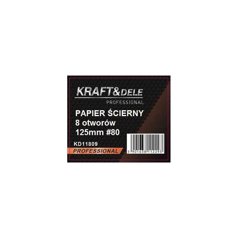 PAPIER ŚCIERNY P80 KRĄŻEK na rzep z otworami 125 mm 50 szt KD11809