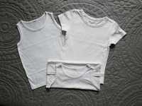 Białe podkoszulki bezrękawnik t-shirt krótki rękaw - 2/3 lata jak nowe