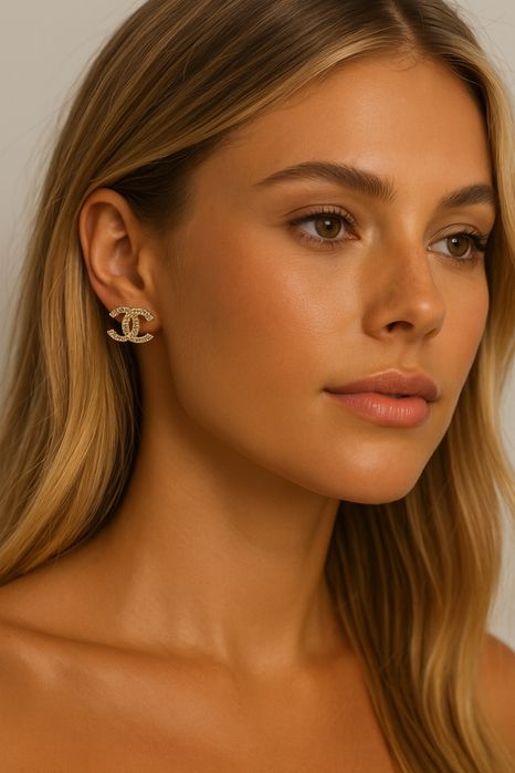 Kolczyki cc średnie klasyczne z cyrkoniami pozłacane