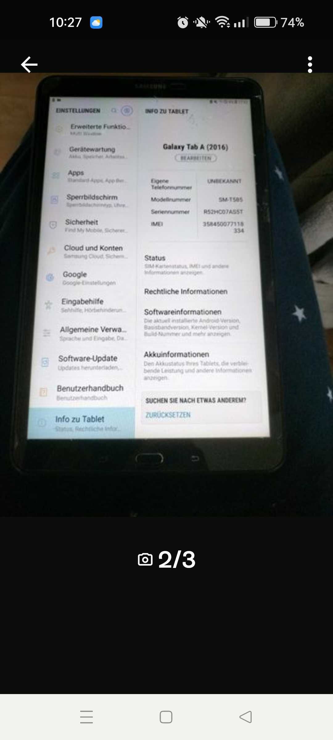 Samsung Galaxy Tablet  Tab A SM T 585 Top