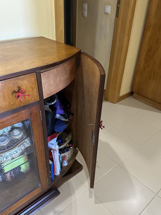 Móvel Art Deco em madeira/vidro/espelho