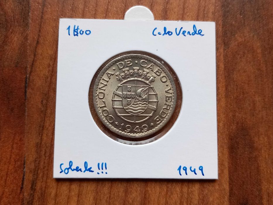 Moeda 1$00 Cabo Verde 1949 - Soberba!!!