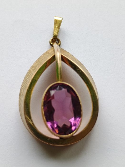 Ametyst przywieszka pozłacana