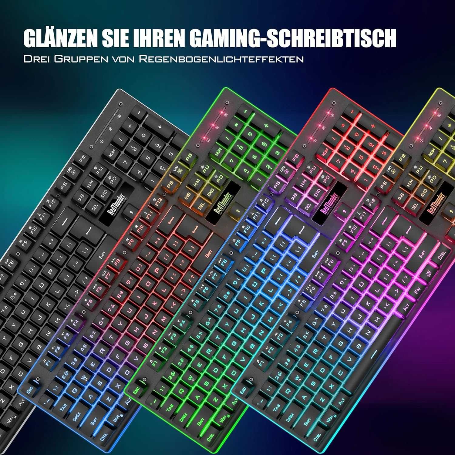 klawiatura plus mysz bezprzewodowe redthunder k10 układ azerty gaming