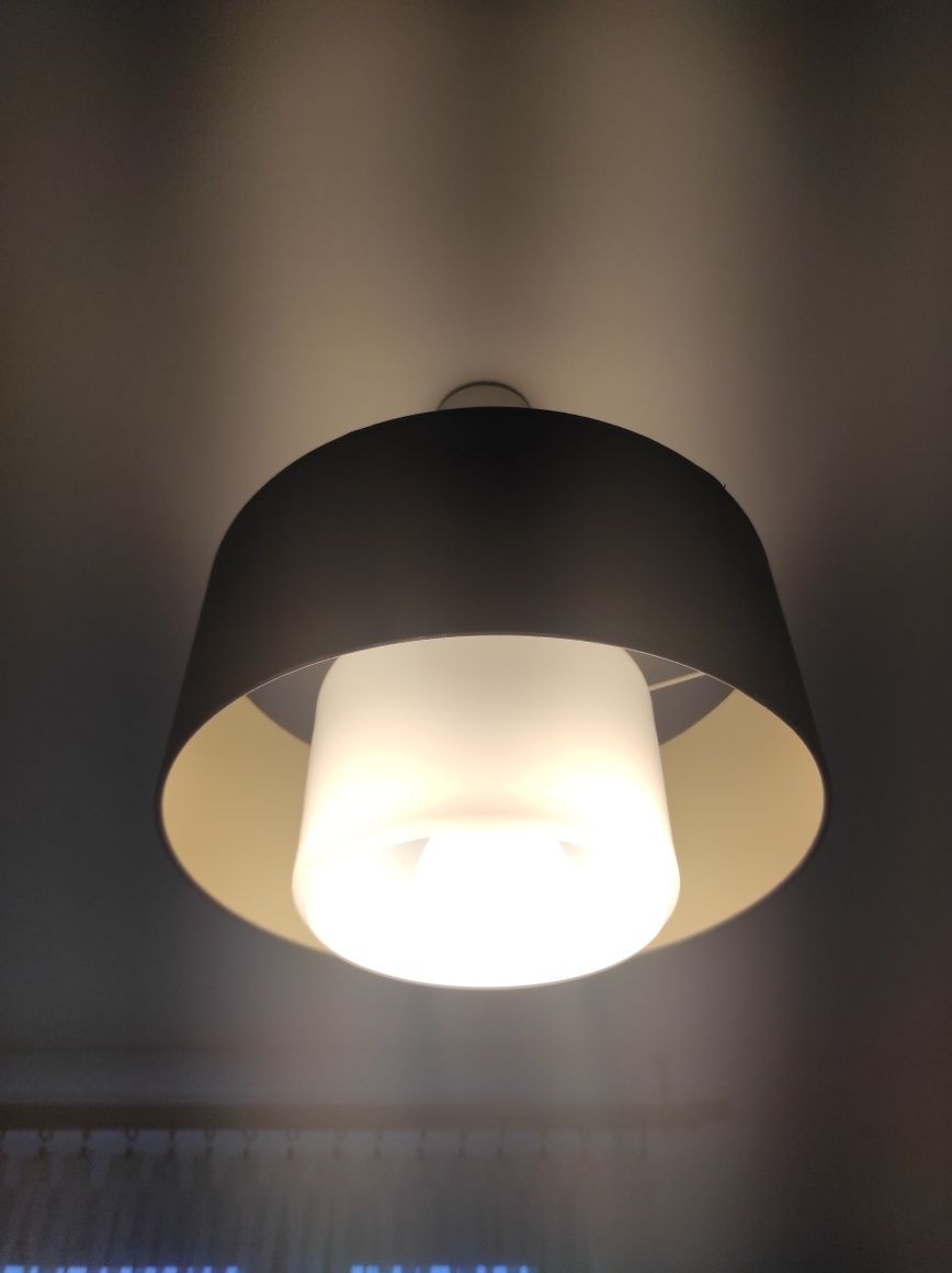 Lampa sufitowa brązowa mleczne szkło podwójny abażur