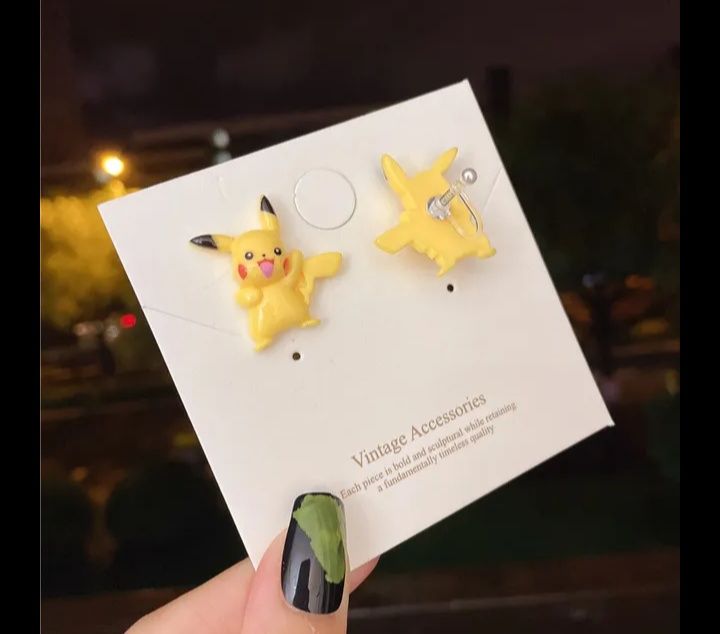 Сережки Pokémon PIKACHU, PoKEBALL (срібло 925 проби)
