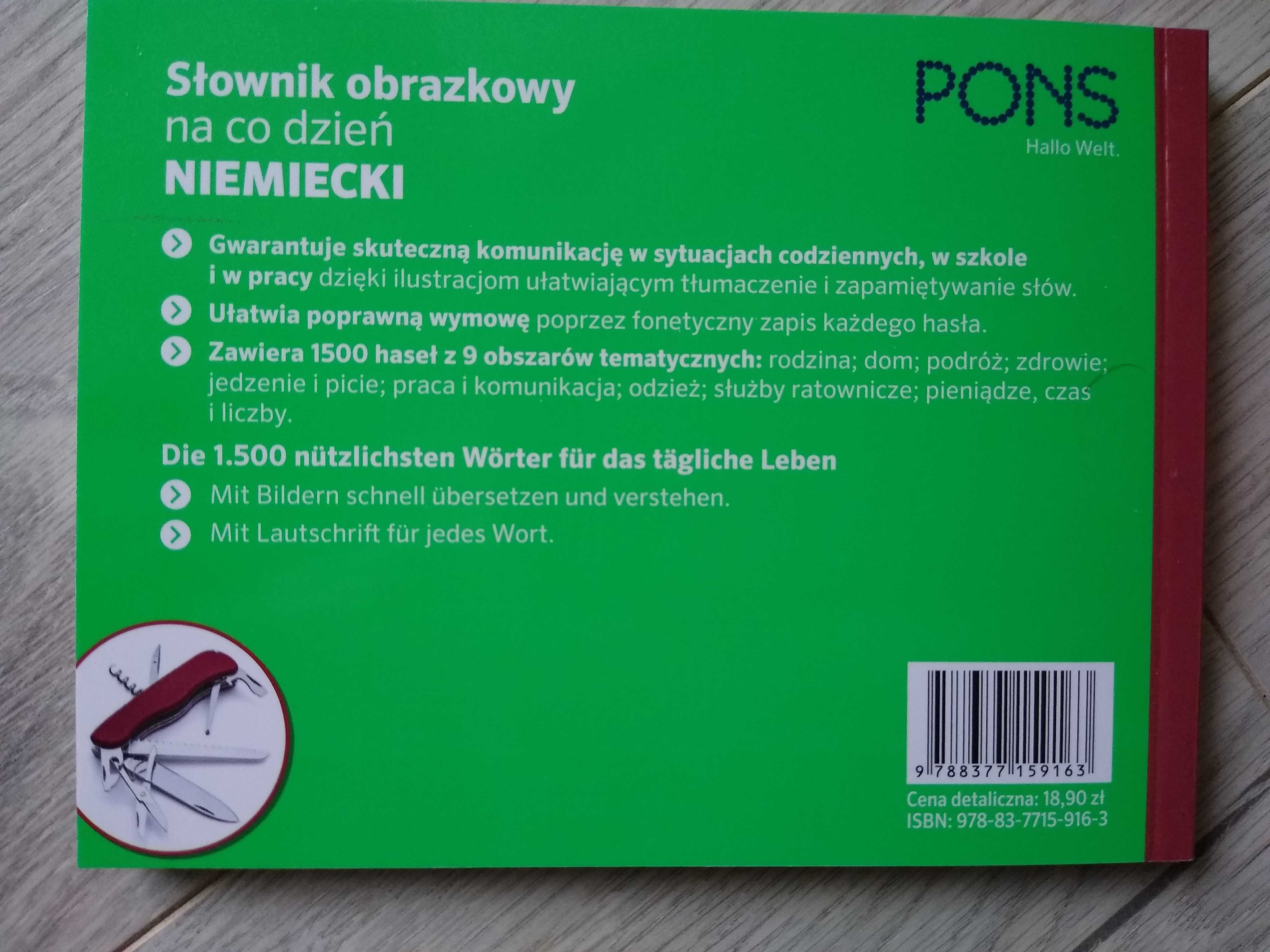 Niemiecki egzaminy, matura, słownik obrazkowy PONS 1500 słów