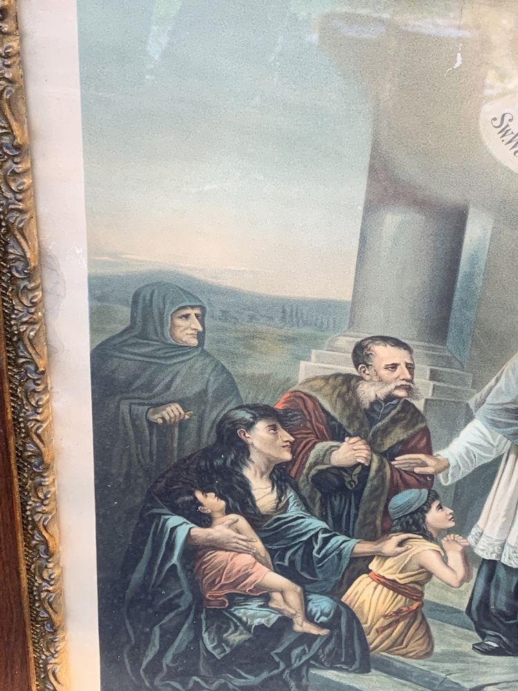 Piękna 19wieczna  litografia Sw. Walentego