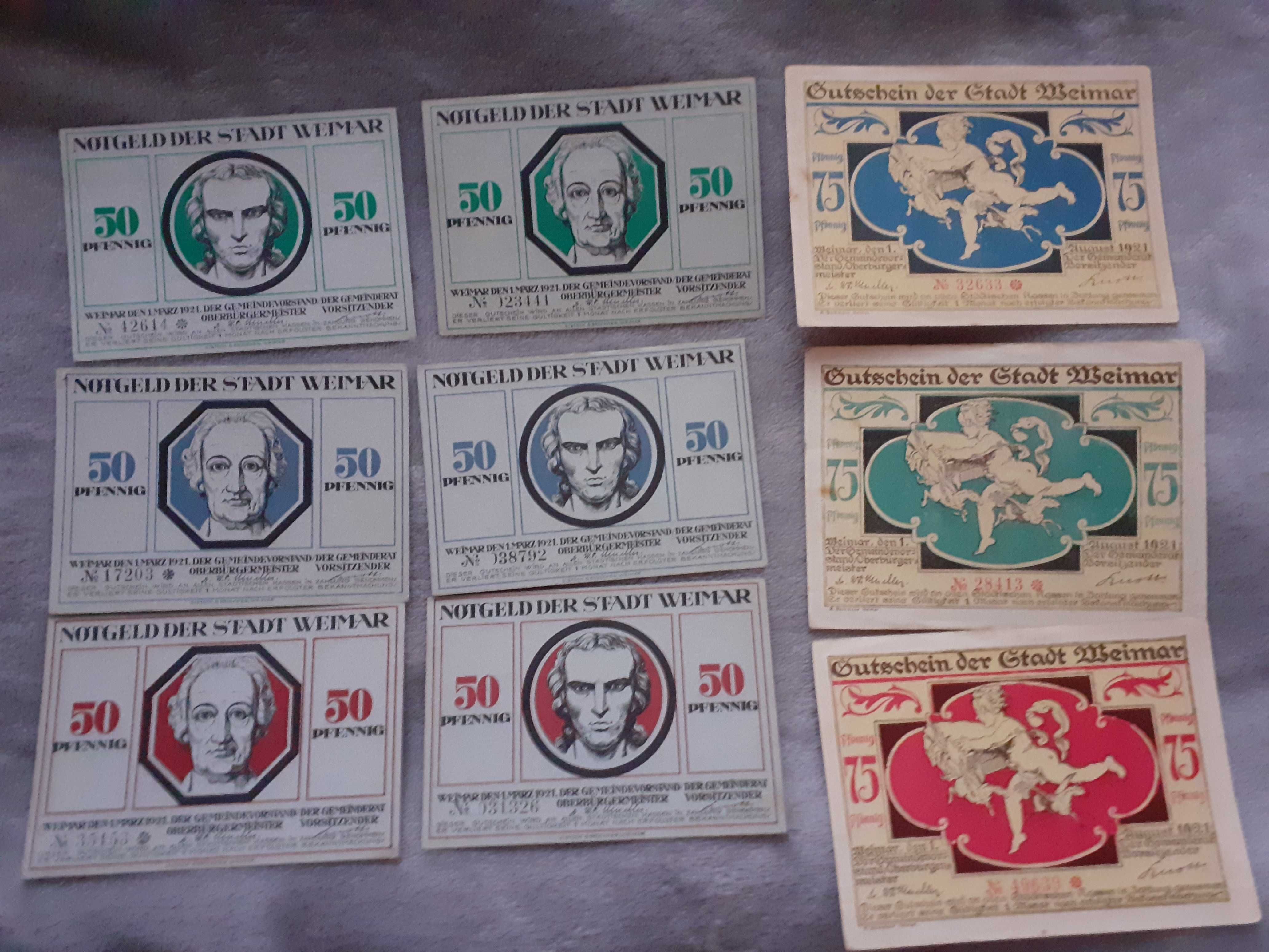 Stare niemieckie banknoty . Notgeldy. Serie.64 sztuki.