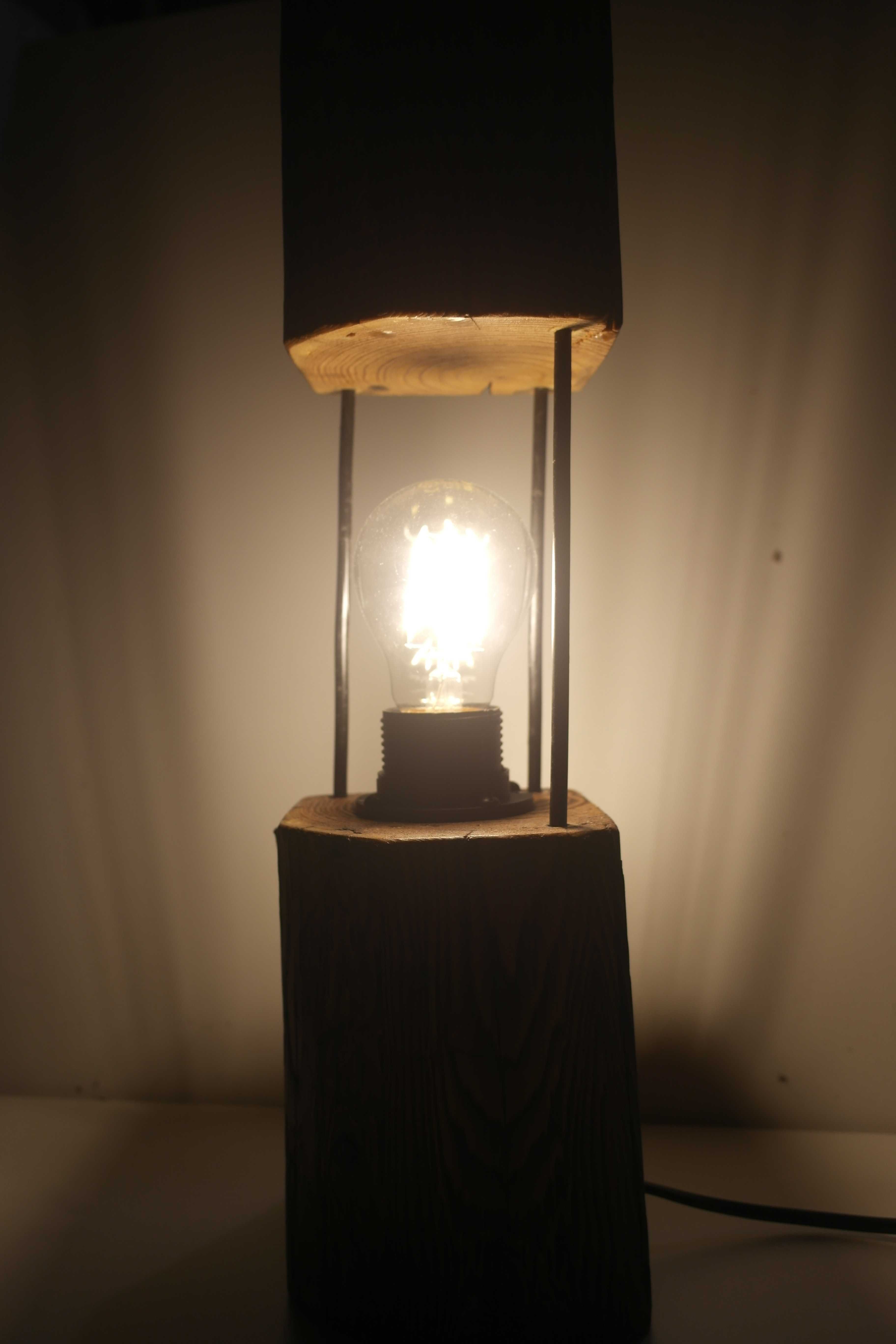 Lampa drewniana rustykalna biurko