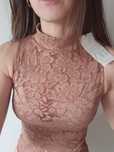 Zara koronkowe body cieliste nude S XS