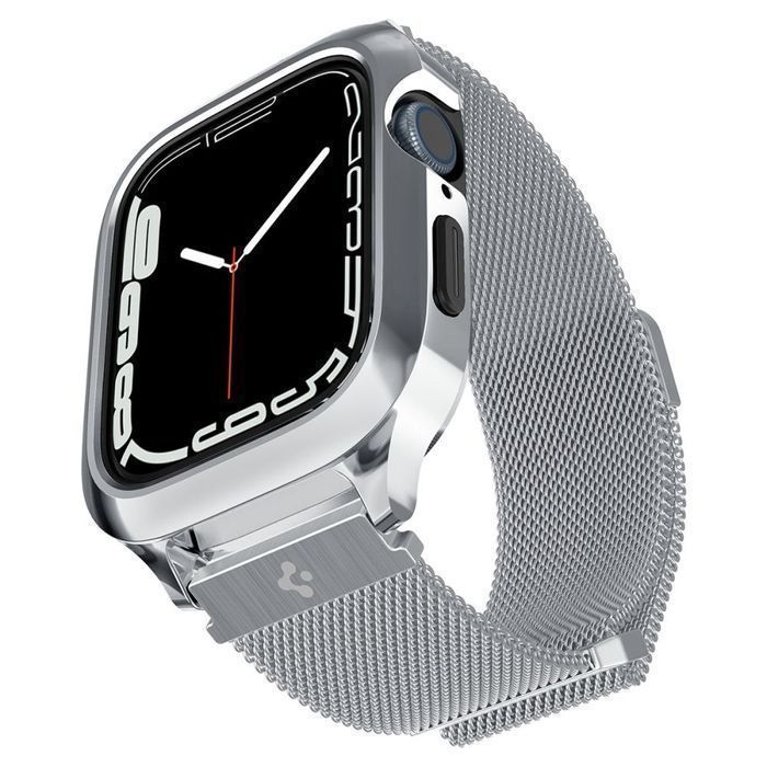 Zestaw Ochronny Spigen Metal Fit "Pro" Apple Watch 44/45mm, Srebrny