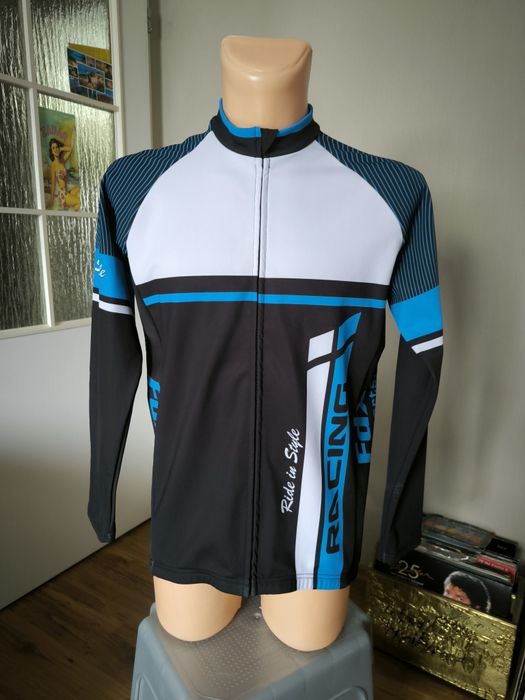 Fdx bluza kolarska rowerowa długi rękaw czarna niebieska longsleeve
