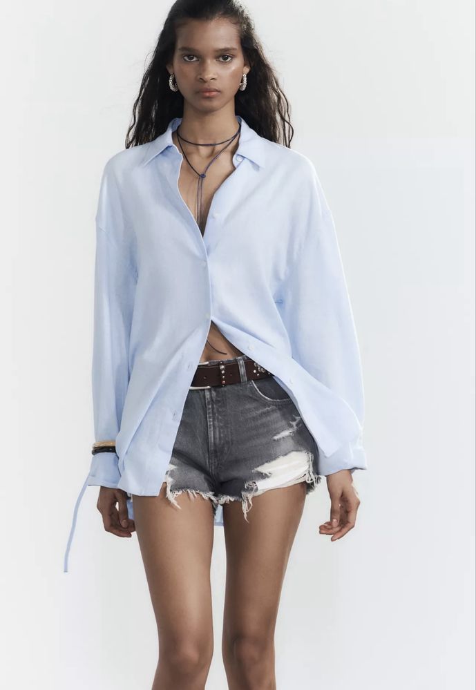 Лляна сорочка Zara рубашка