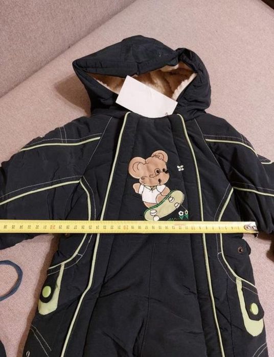 Комбінезон трансформер на овчині з капюшоном, царапками, пінетками на