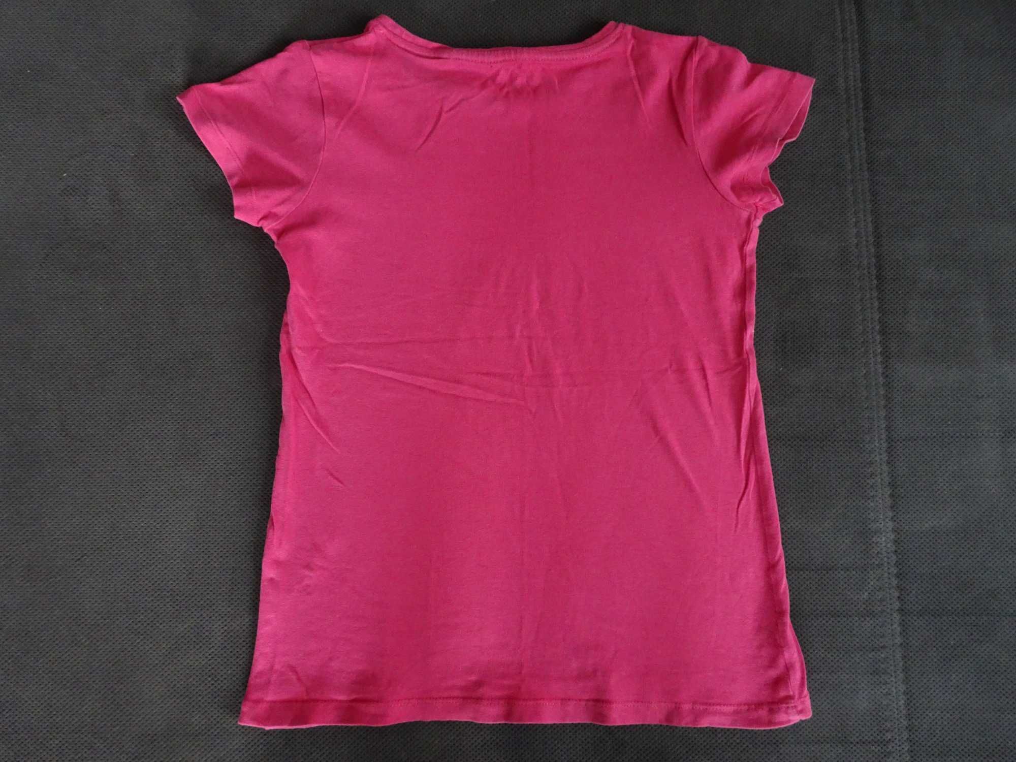 różowa bluzka dziewczęca/t-shirt krótki rękaw rozmiar 128 cm