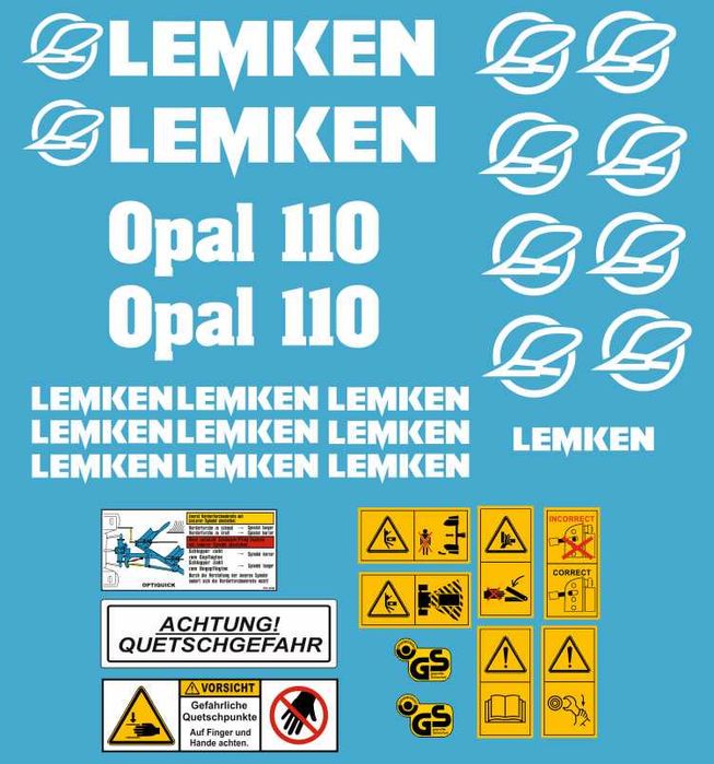 LEMKEN OPAL 110 90 120 140 ... наклейки на спец техніку ВСІ Моделі