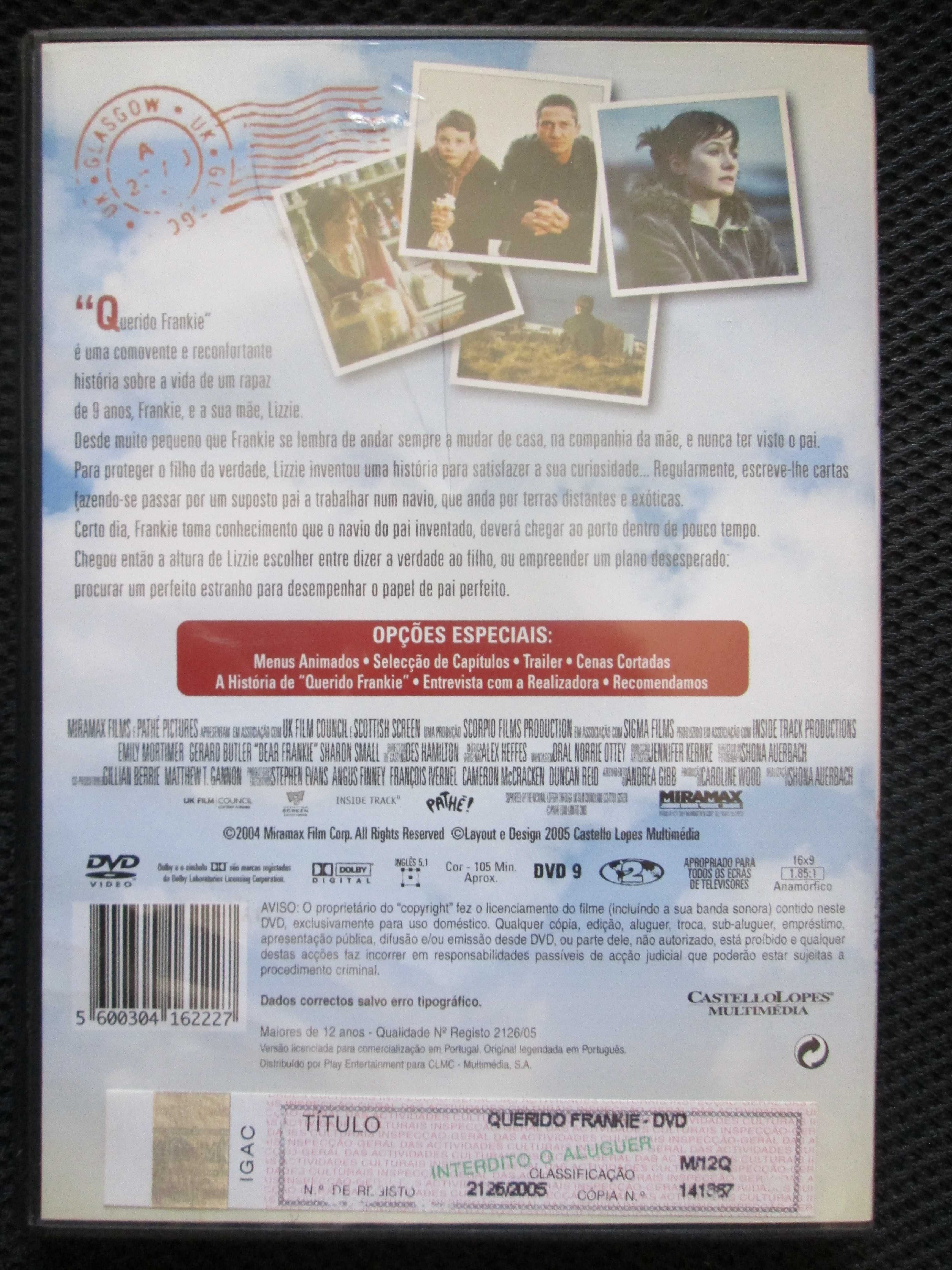 DVD - Querido Frankie, com Sharon Small, Emily Mortimer, Gerard Butler