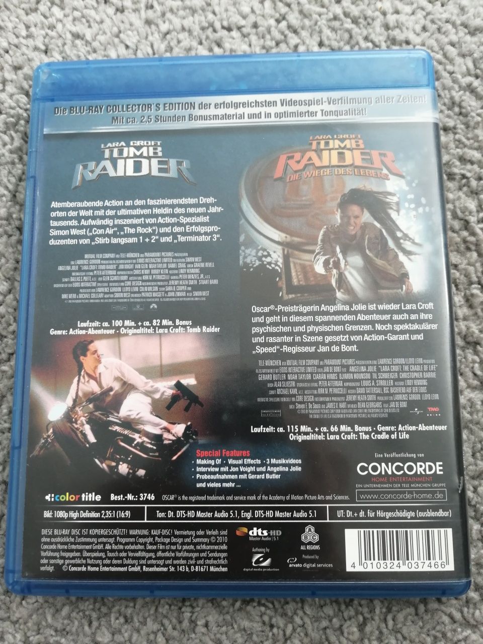 Tomb Raider 1 2 lara croft Angelina Jolie Blu ray