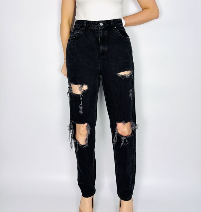 Czarne jeansy z dużymi przetarciami L 40 Denim Co.