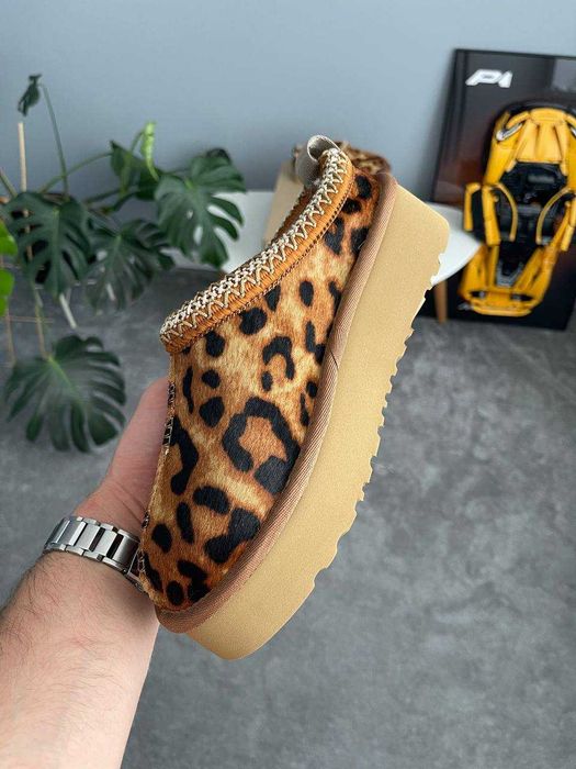 Женские тапочки UGG Tasman Platform Leopard 36-41 Натур Овчина! Топ