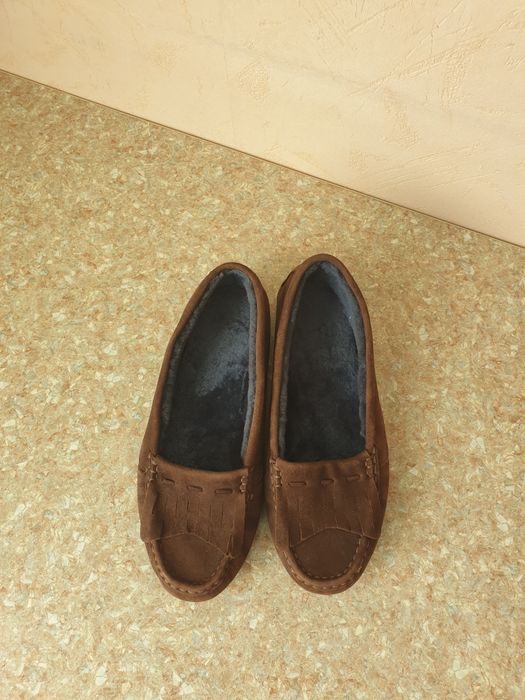 мокасины тапочки жіночи  натуральні хутро та замш р.38,5 25,3 см