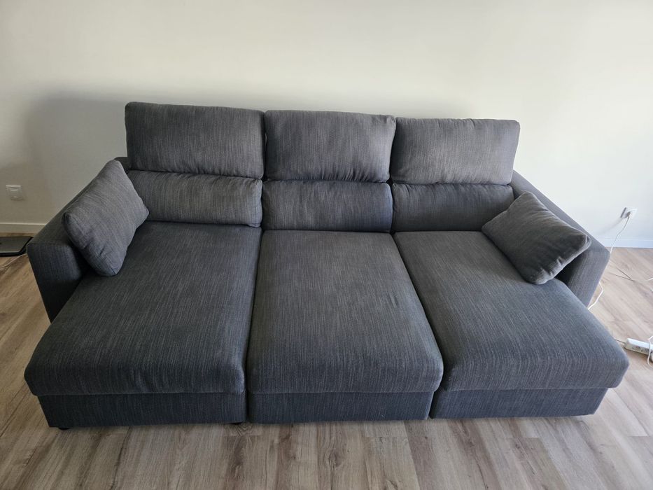 Sofá cinzento do IKEA com Chaise Longue. 9 meses de uso