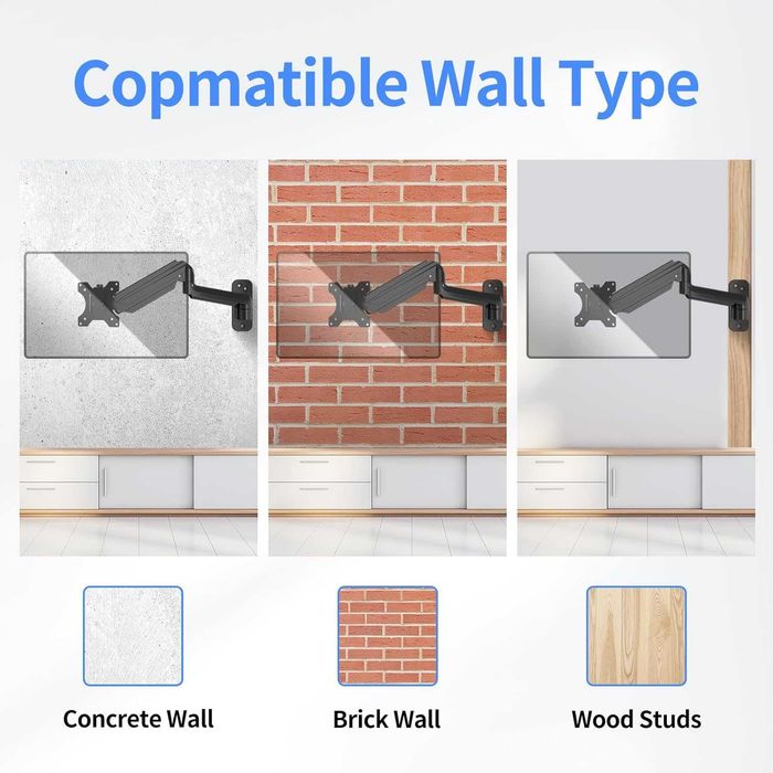 Suptek WM01A obrotowy gazowy uchwyt ścienny do monitora TV 13-32''