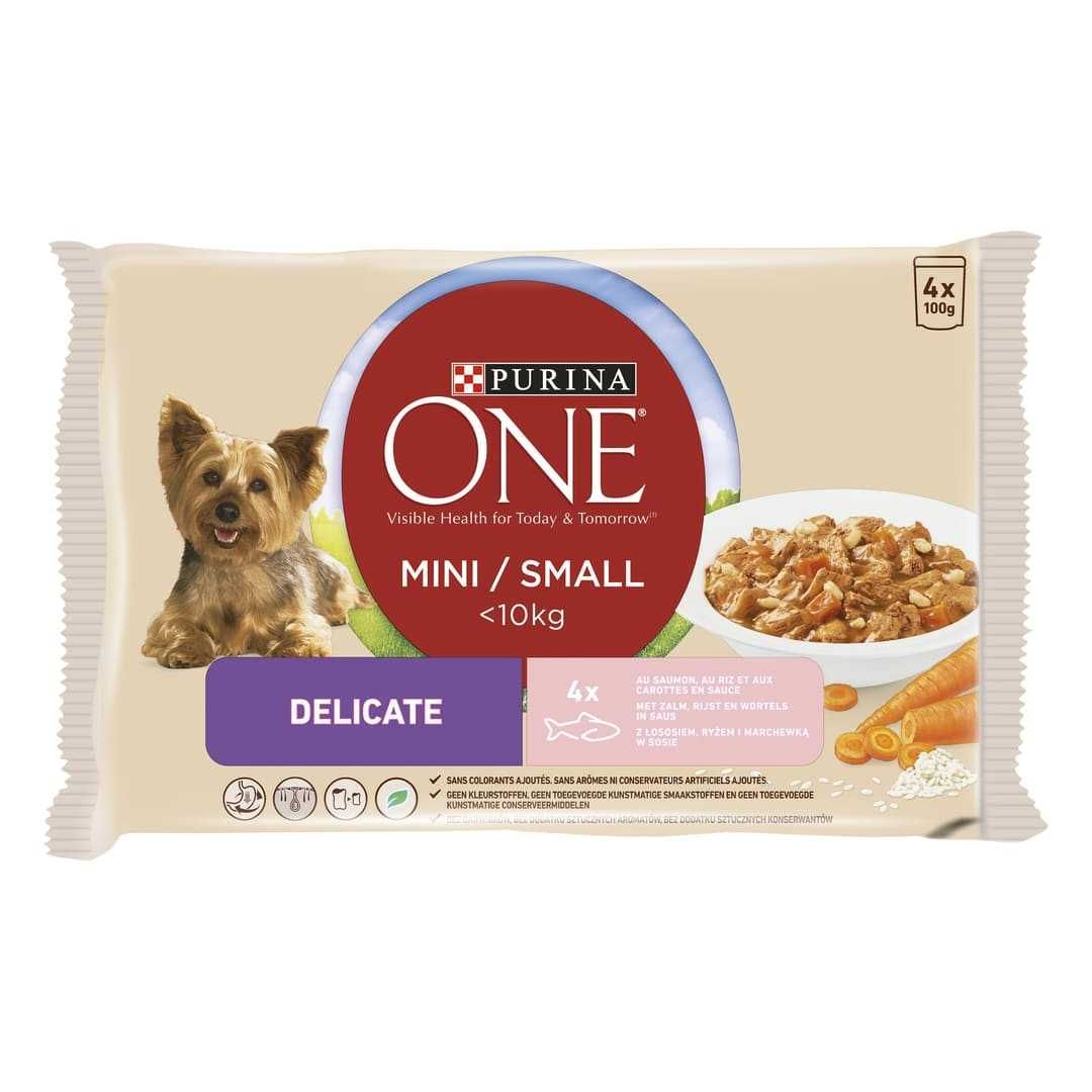 mokra karma dla psa 40 saszetek Purina One mini/ small -  łosoś, ryż